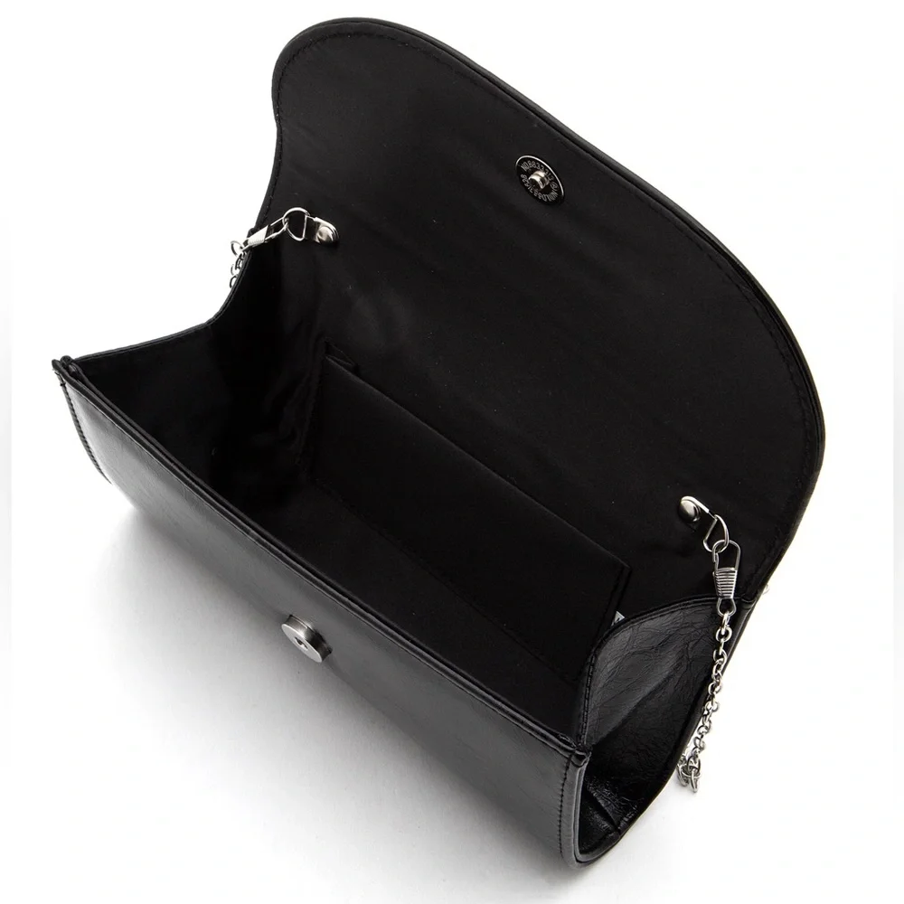 Silver Vegan Leather Clutch Bag